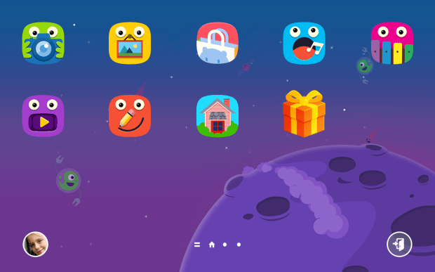 Tampilan Homescreen Kids Mode yang lucu dan mudah digunakan oleh anak.
